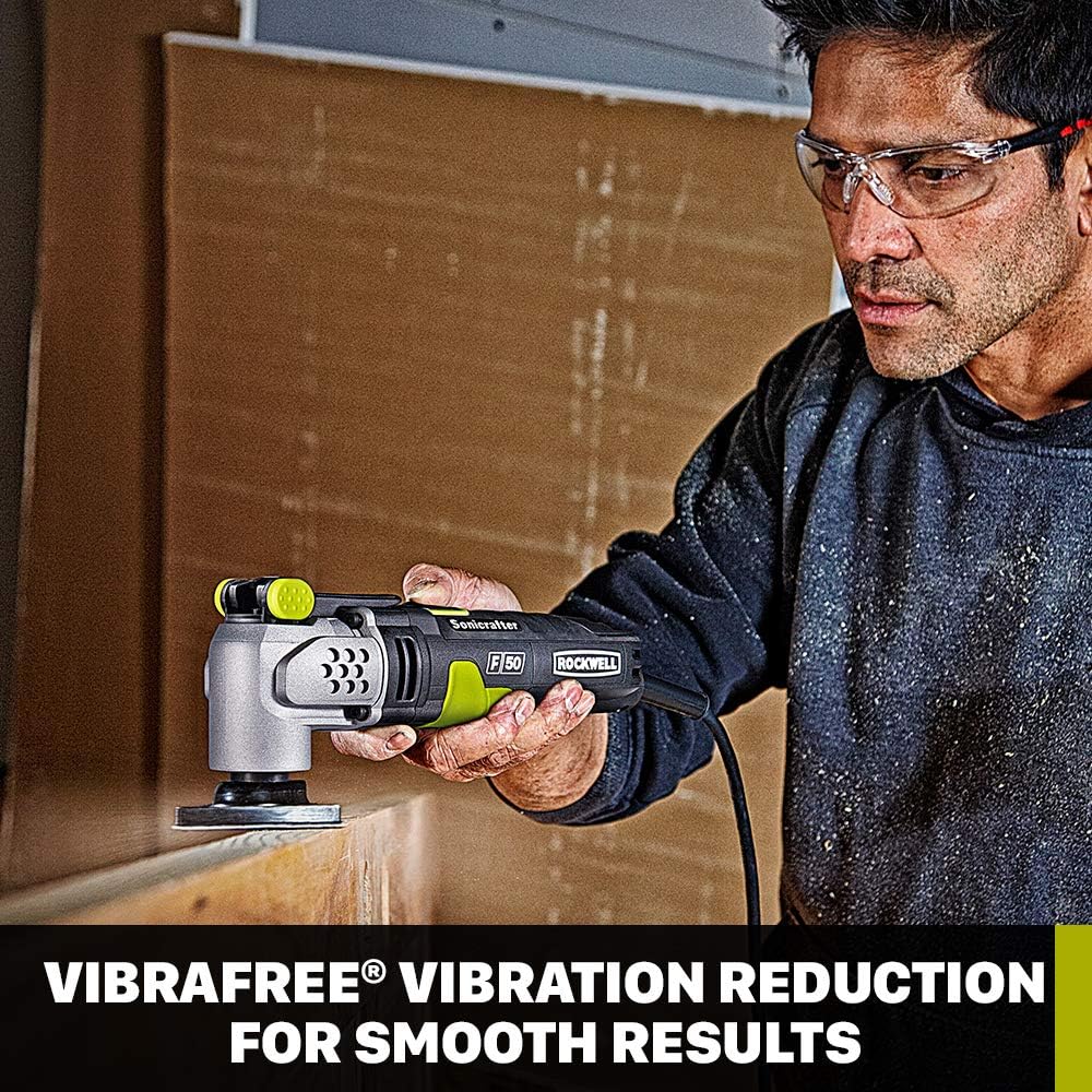 Rockwell RK5142K 4.0 Amp Sonicrafter F50 Oscillating Multi-Tool, with Variable Speed, Hyperlock Clamping, Vibrafree Technology, and Universal Fit System, 33-Piece Kit with Case