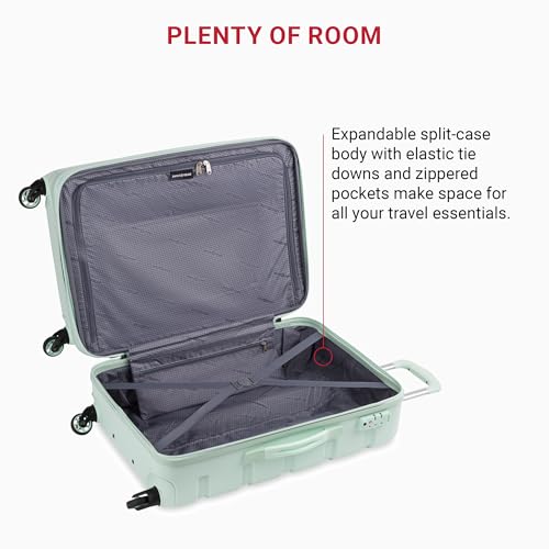 SwissGear 7366 Hardside Expandable Luggage with Spinner Wheels, White, Carry-On 19-Inch