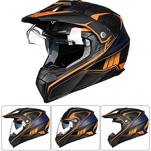 ILM Off Road Motorcycle Dual Sport Helmet Full Face Sun Visor Dirt Bike ATV Motocross Casco DOT Certified Model 606V