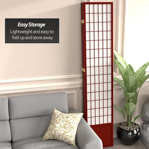 Red Lantern 7 ft. Tall Window Pane Shoji Screen-White-3 Panels Room Divider