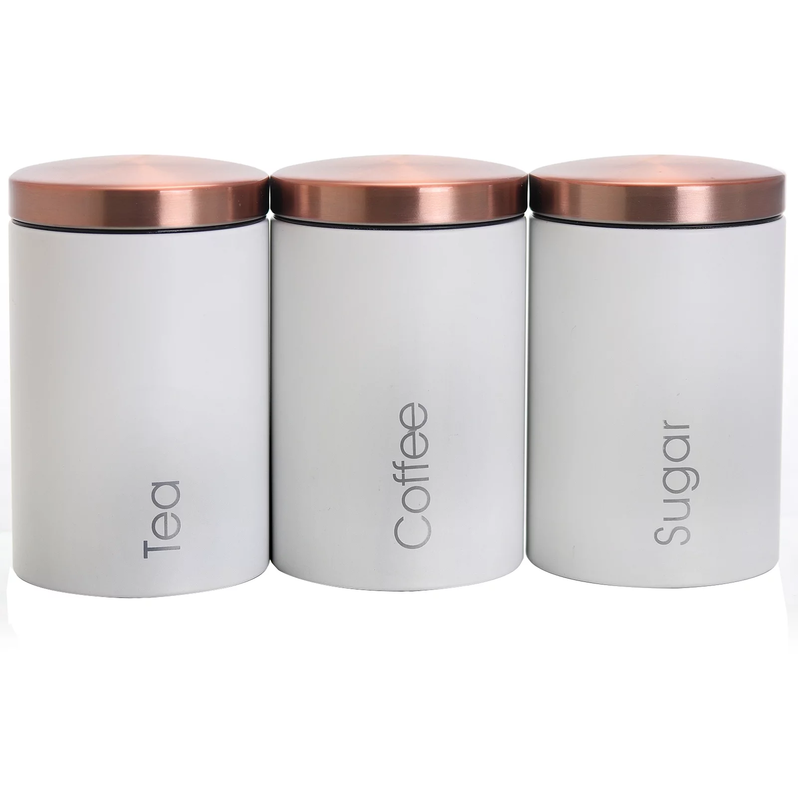 MegaChef Essential Kitchen Storage 3 Piece Sugar, Coffee and Tea Canister Set in Matte White