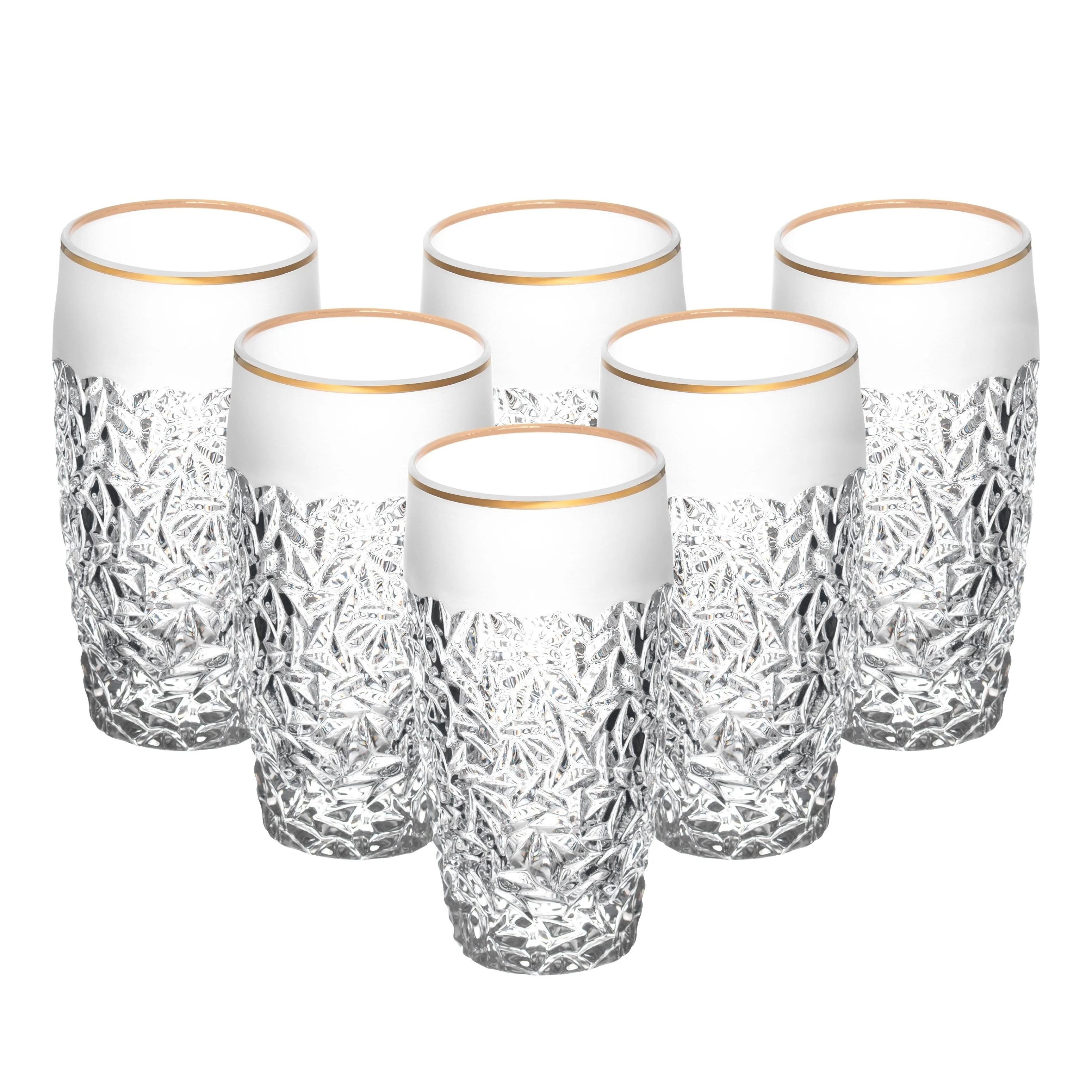 Majestic Gifts Inc. Majestic Gifts In European Crystal Highball Tumbler-S/6-16oz-gold rim