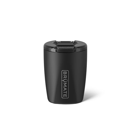 BrüMate Rocks 100% Leak-Proof 12oz Insulated Lowball Cocktail & Whiskey Tumbler - Double Wall Vacuum Stainless Steel - Camping, Travel Tumbler & Cocktail Glass (Matte Black)