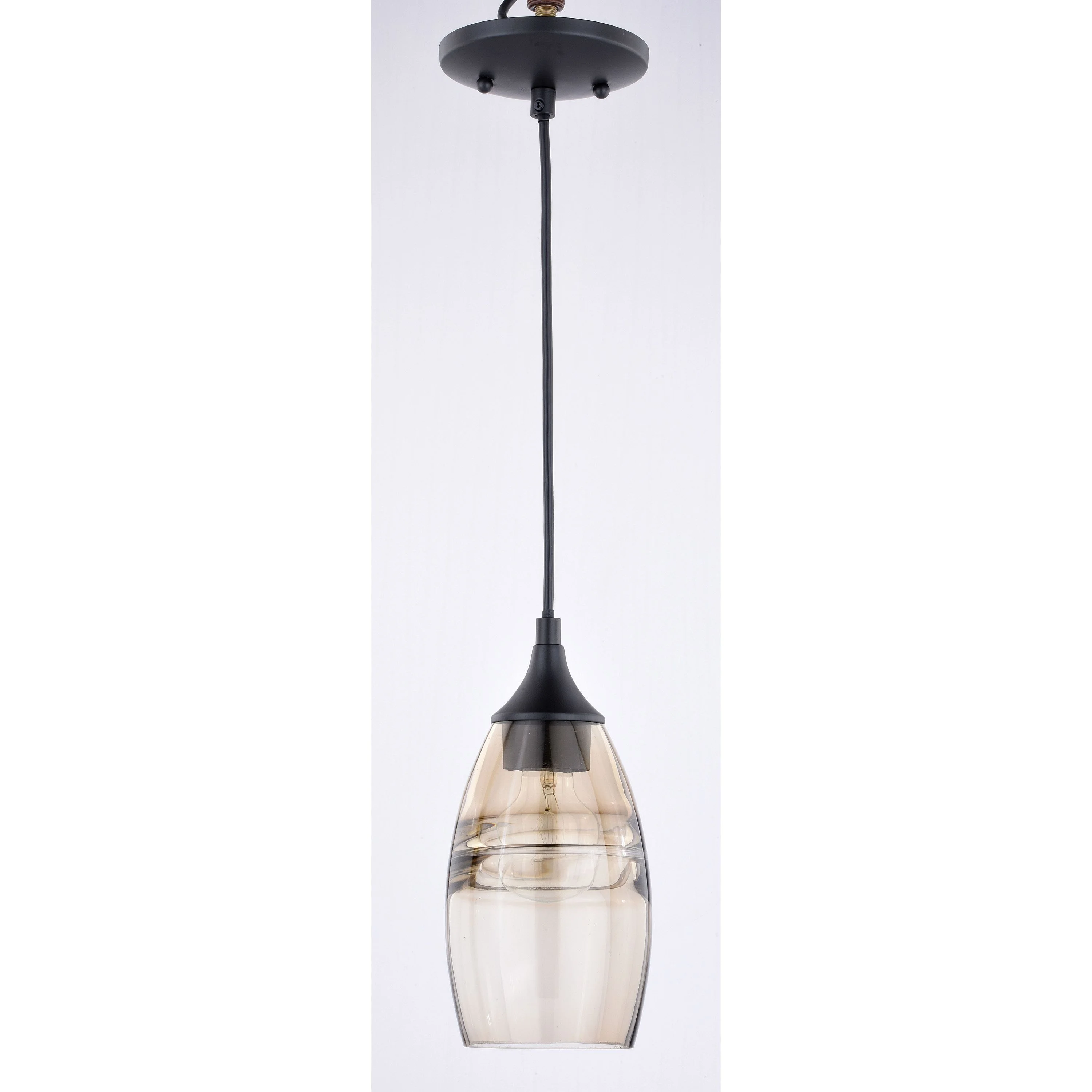 Vaxcel Milano Bronze Mini Pendant Ceiling Light Amber Fog Glass