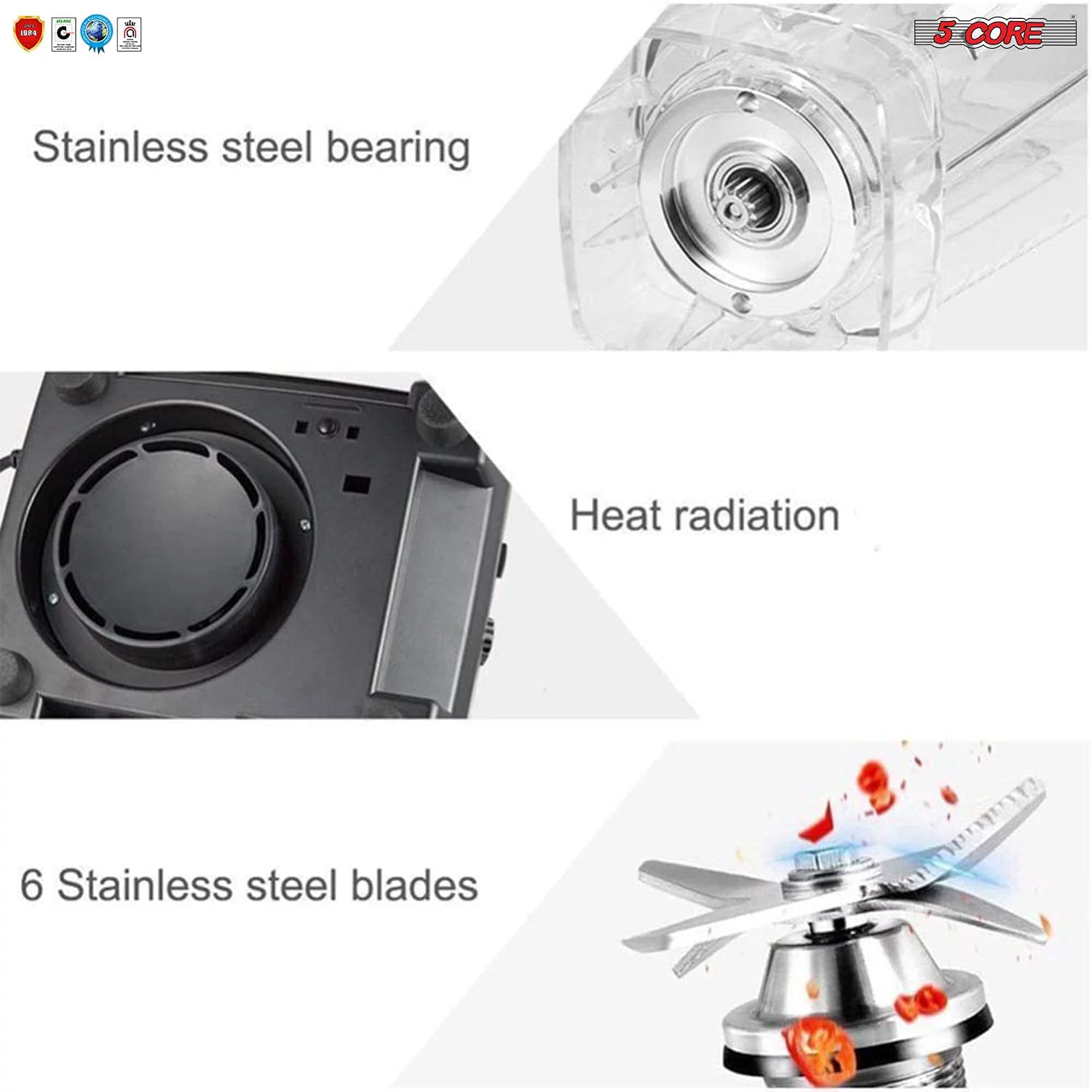 Blender Touch Screen Countertop Electric 2 Litres Blenders Soup Smoothie Shake Mixer Fruit Juicer 6 Stainless Steel Blades Food Blend Grind 64 Oz 2000 Watt 5 Core JB 2000D