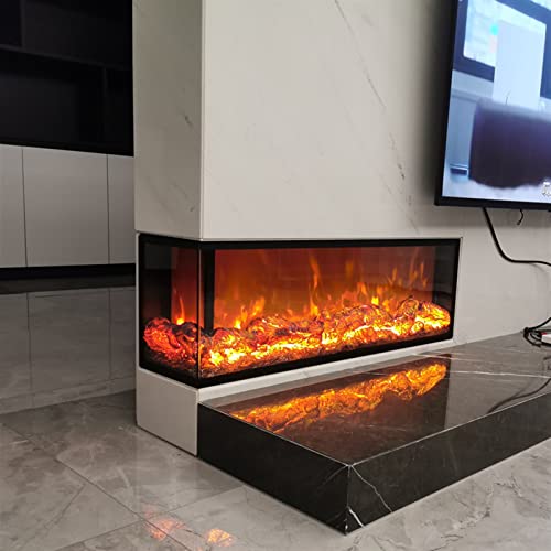 Fireplace Electric Fireplace, L-shaped Corner Electric Fireplace, Recessed Decorative Electric Fireplace for Background Wall, Remote Control, Black Electric Fireplace(Right corner)