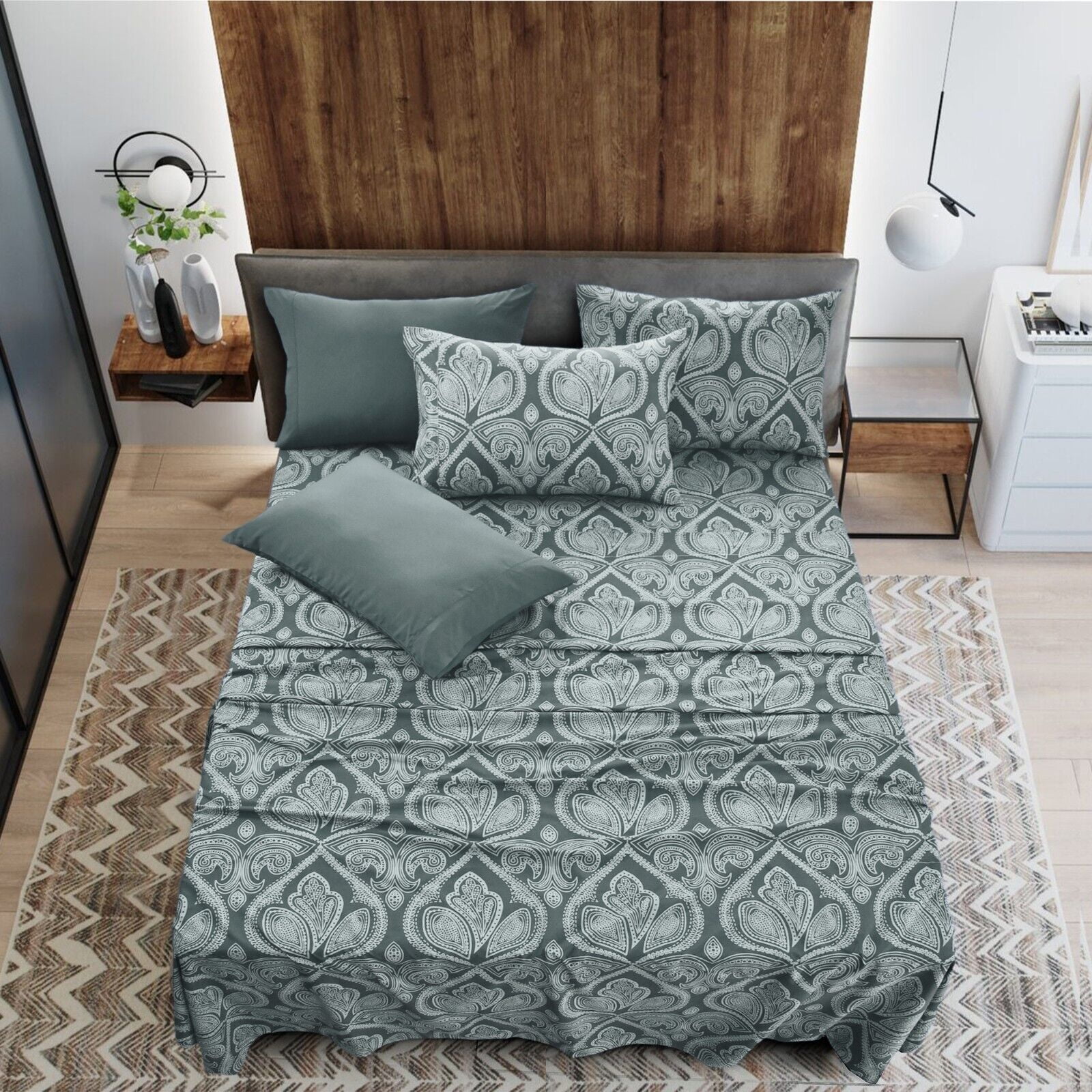 Deep Pocket 6 Piece Bed Sheet Set 1800 Series Microfiber Comfort Paisley Sheets