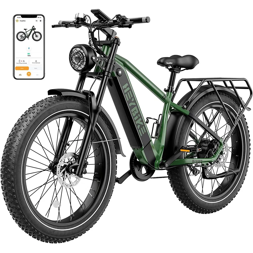 Heybike Brawn Electric Bike for Adults, 750W Fat Tire Ebikes with 48V 18Ah Removable Battery, 26'' Wheel Electric Mountain Bike, Hydraulic Front Fork Electric Bicycles