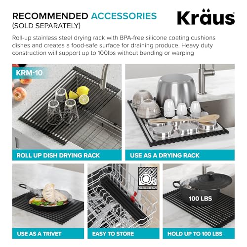 Kraus KHU101-24L Standart PRO 24-inch Undermount 16 Gauge Single Bowl Laundry and Utility Sink, 24 Inch, Tight Radius