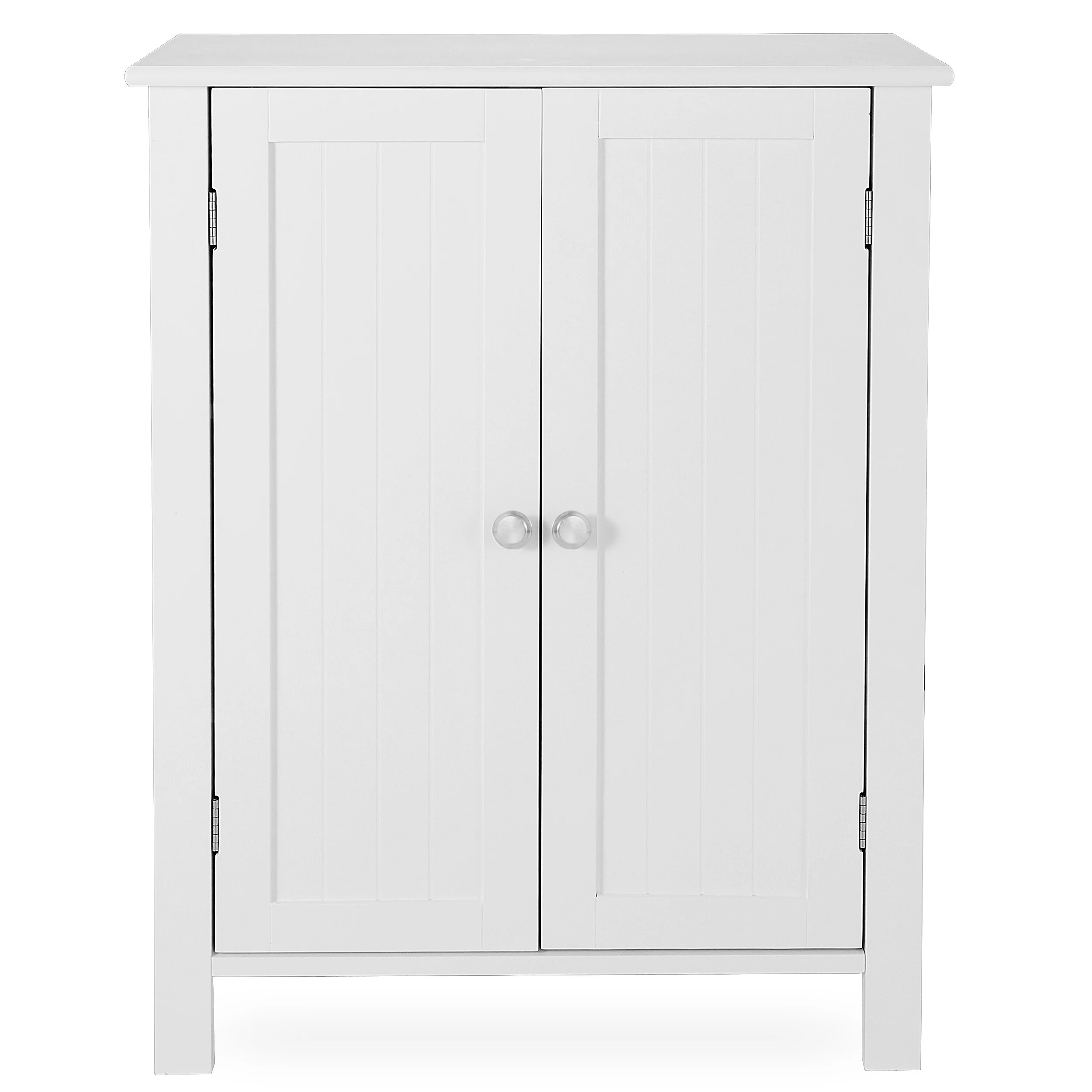 ZenSports Wooden Bathroom Cabinet 2-Doors Floor Storage Cabinet Adjustable Shelves, White