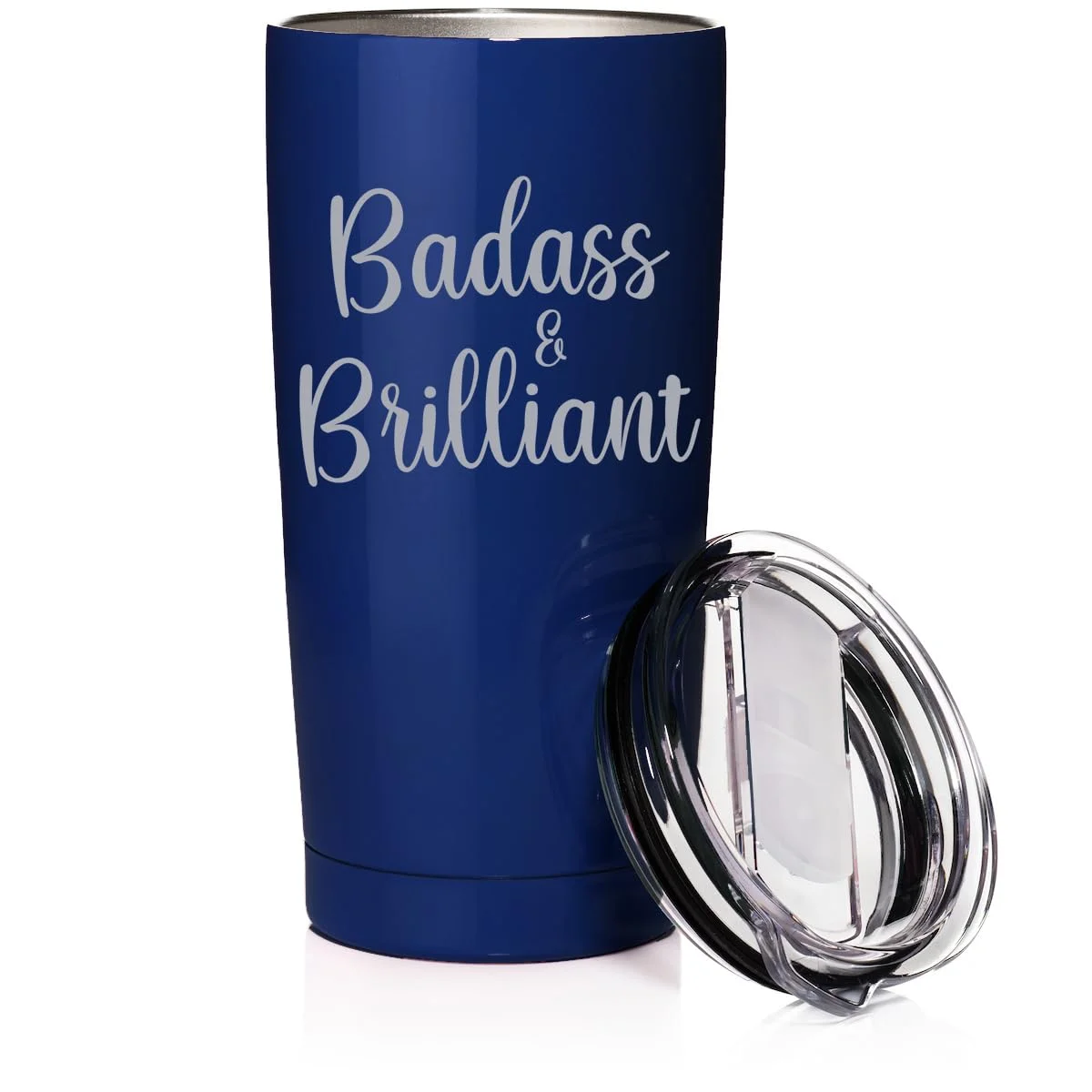 Smooth Body Tumbler Stainless Steel Vacuum Insulated Travel Mug Cup Gift Badass And Brilliant Friend Coworker Graduation Boss Employee (20 oz, Blue)