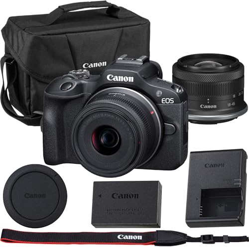 Canon EOS R100 Mirrorless Camera RF-S 18-45mm f/4.5-6.3 is STM Lens Kit Shoulder Bag, Black