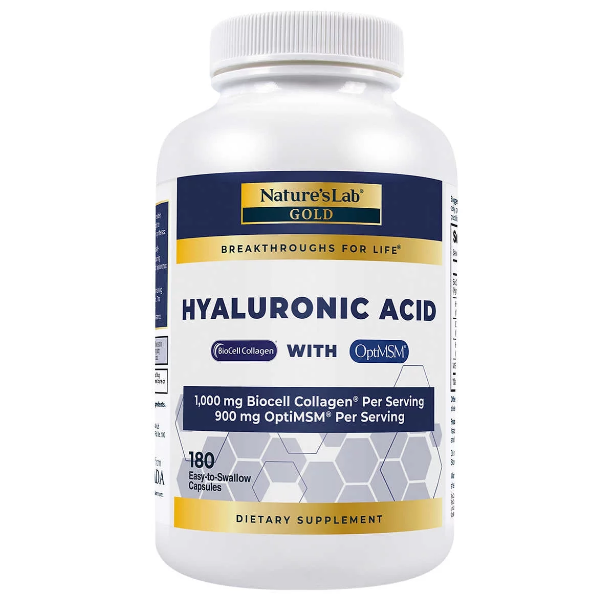 Nature'S Lab Hyaluronic Acid with Biocell Collagen, 180 Capsules | Gluten Free