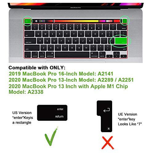 MMDW English Silicone Shortcuts Hotkey Keyboard Cover Skin for MacBook Pro 16 inch A2141 2019+,for MacBook Pro 13 with Magic Keyboard & MacBook Pro M1 Chip A2338/A2251/A2289 2020+ US Version