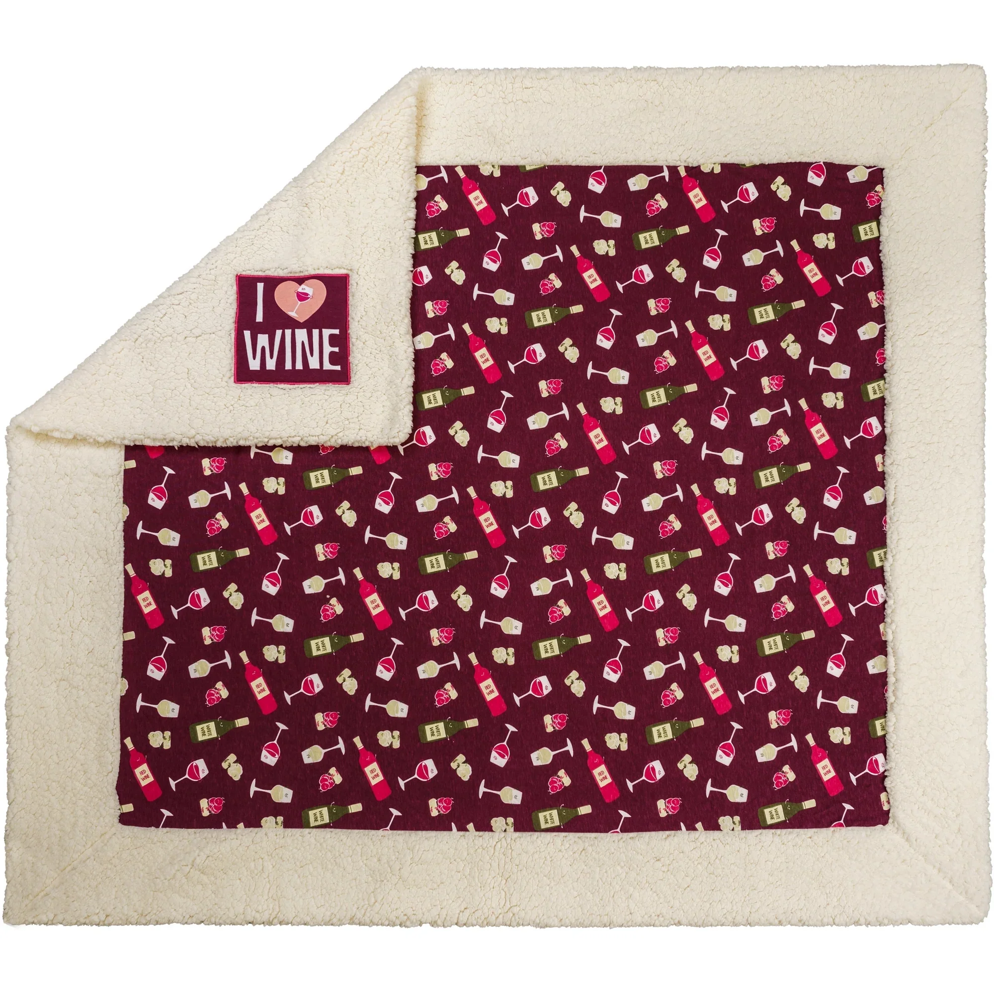 I Love Wine 45 x 50 Sherpa Blanket