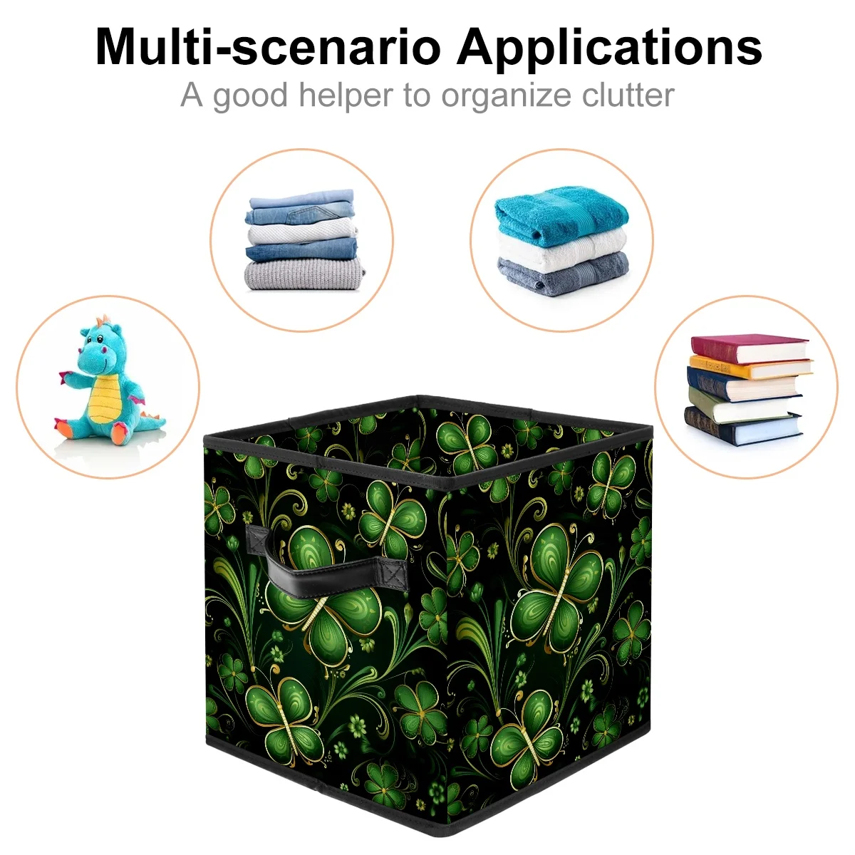 FeBohao Storage Bins Boxes Oxford Leather Handle Large Capacity Foldable Book Underbed Utility Pattern Pocketbook Farmhouse Toddler Laundry Print Houseware Versatile Basket Organizer beer