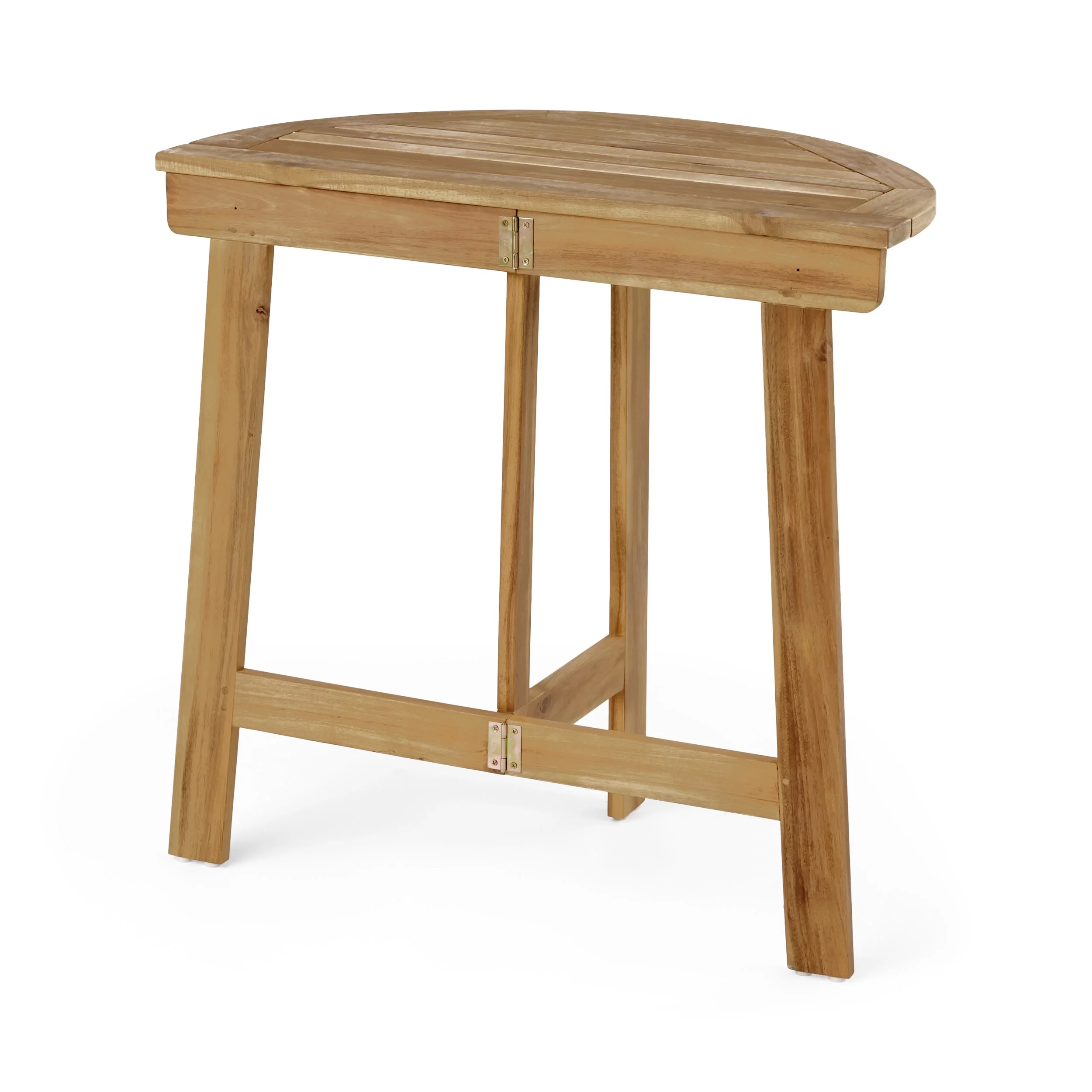 GDF Studio Pavillion Outdoor Acacia Wood Half Round Folding Bistro Table, Natural