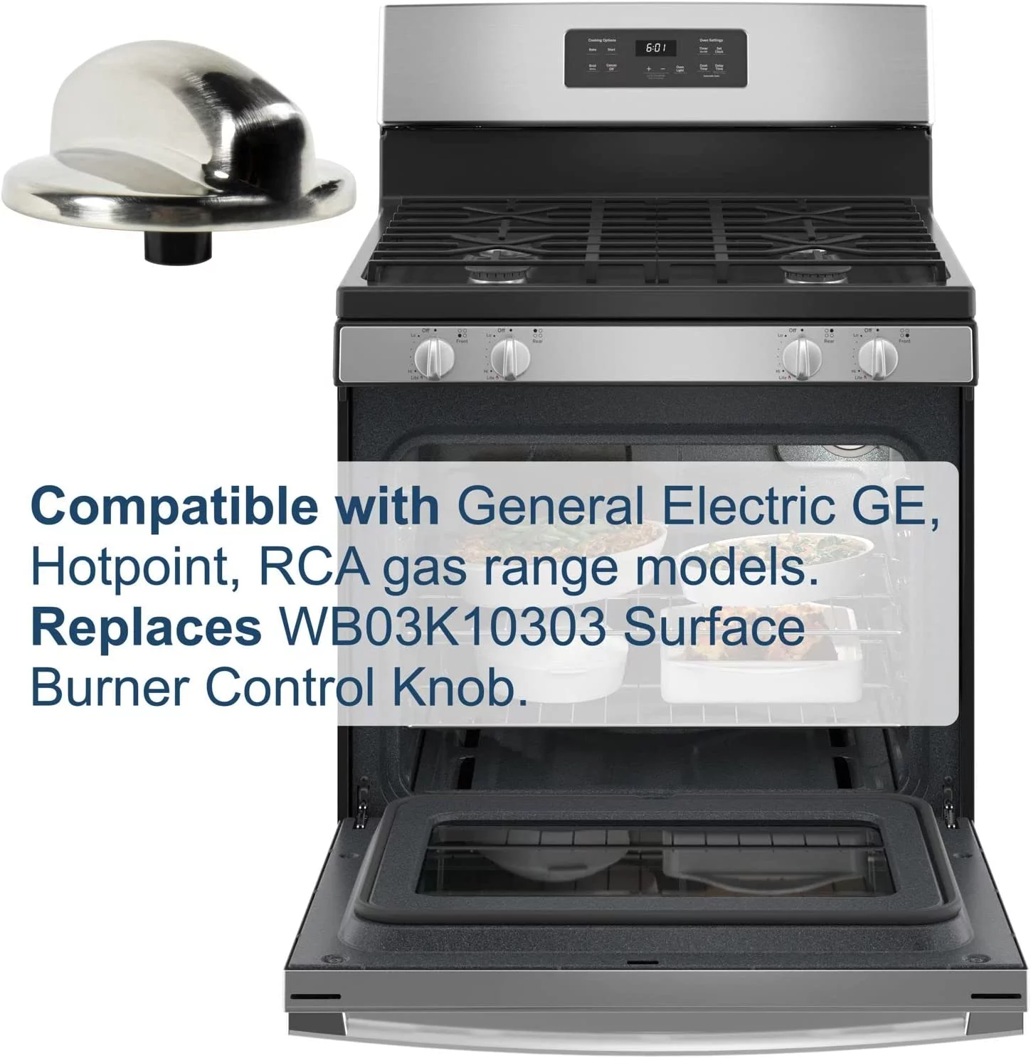 HQRP 4-Pack Surface Burner Cooktop Control Stove Knobs Replacement Part compatible with General Electric GE, Hotpoint, RCA