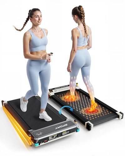 FUNRAY Versatile Walking Pad Treadmill with Incline - Dual-Sided Under Desk Treadmill with Foot Massage,2 in 1 Walking Machine for Home/Office with 330LBS Weight Capacity