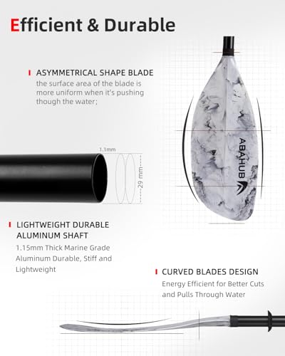 Abahub Adjustable Kayak Paddle 210-230 cm/ 230-250 cm Floating Kayaking Oars Boating Oars Canoeing Oars Black