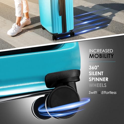 22 Inch Carry On Luggage 22x14x9 Airline Approved, Carry On Suitcase with Wheels, Hard-shell Carry-on Luggage, Durable Luggage Carry-On, Black Small Suitcase with Cosmetic Case