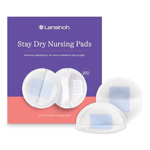 Lansinoh Stay Dry Disposable Nursing Pads, Soft and Super Absorbent Breast Pads, Breastfeeding Essentials for Moms, 100 Count