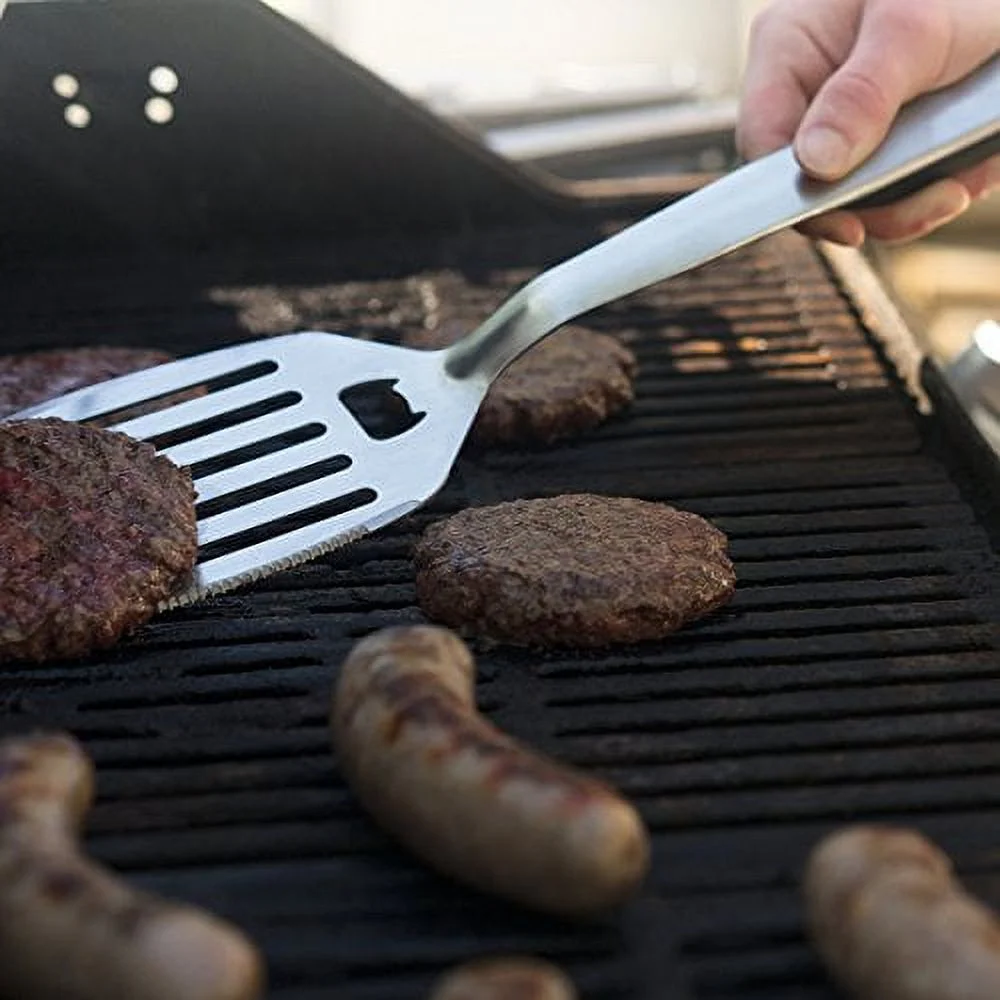BBQ Grilling Tools - If You Want That Perfect Steak, This Is The Grill Set You Need - Long Heavy Duty Stainless Steel Barbecue Utensils - Cook Your Meat And Not Your Hands!
