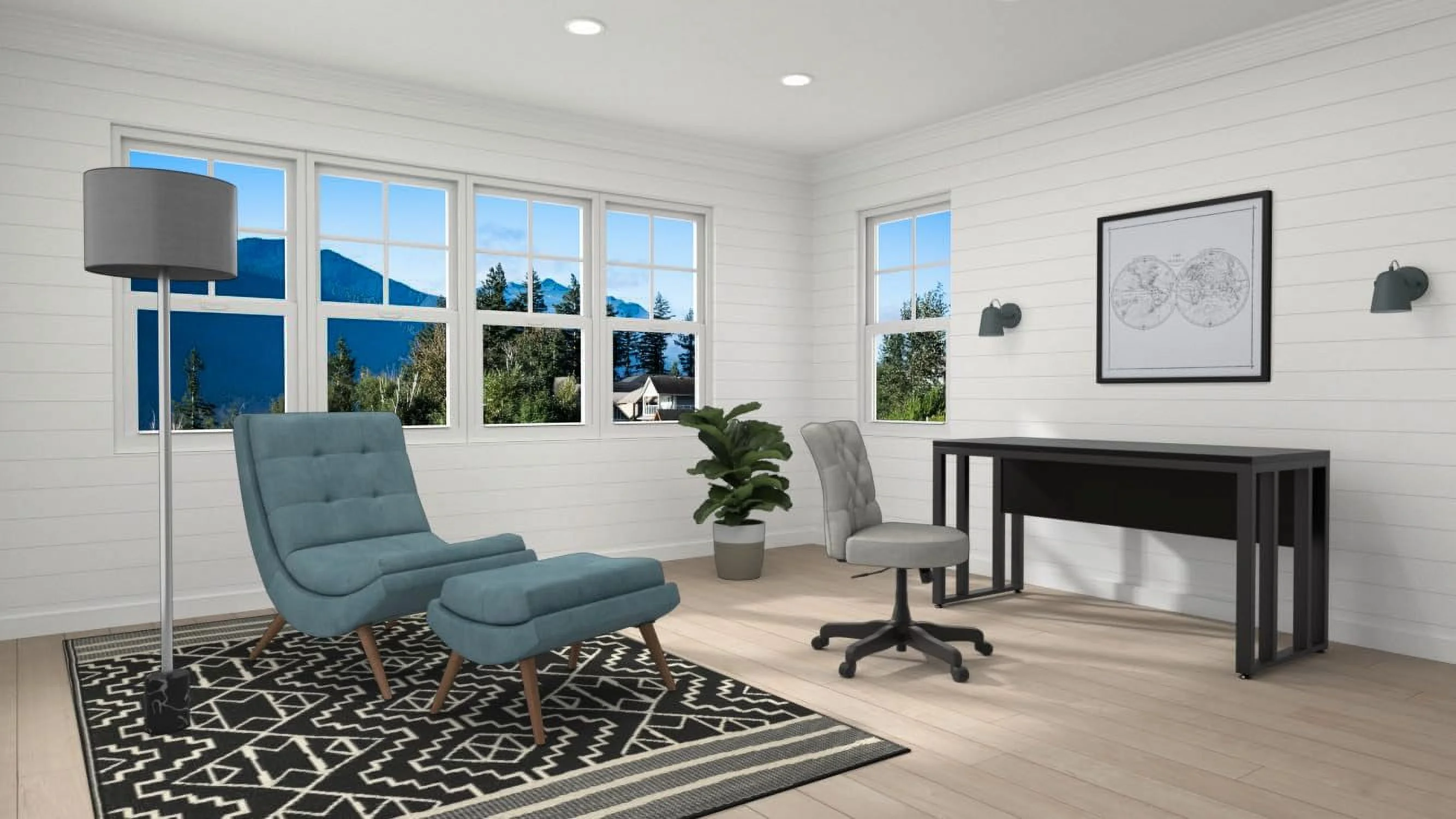 Key West Back Tufted Office Chair, Light Gray Fabric