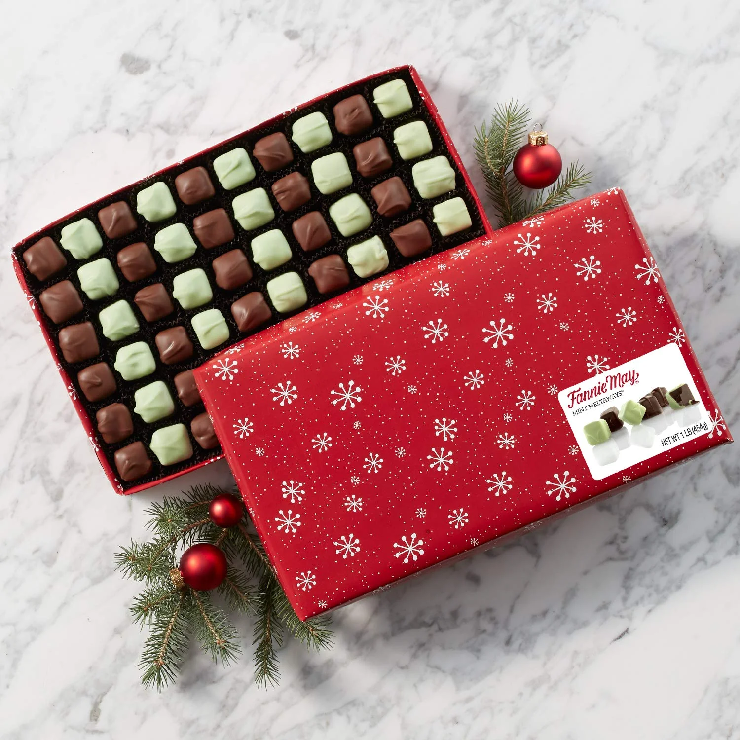 Holiday Wrap Mint Meltaways, Milk Chocolate And Pastel Candy With A Mint Chocolate Center, Christmas Candy Gift Box, 1 Lb