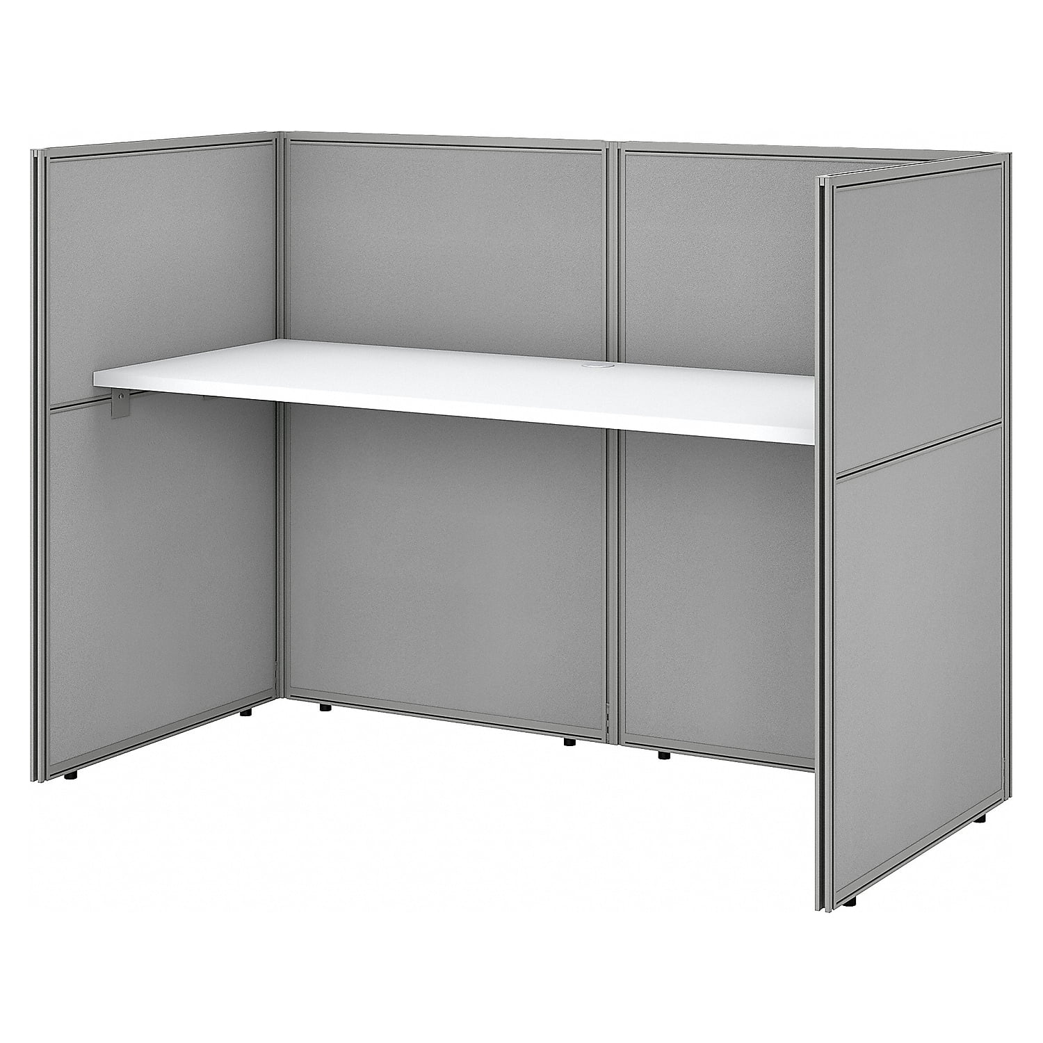 Easy Office 60W Cubicle Desk with 45H Closed Panels in White - Engineered Wood