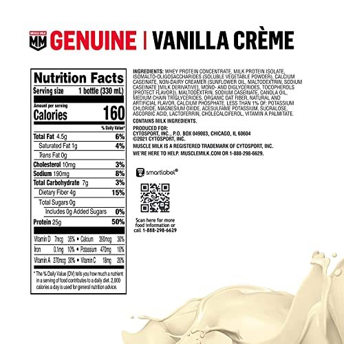Muscle Milk Genuine Protein Shake, Vanilla Creme, 11.16 Fl Oz Bottle & Pro Advanced Nutrition Protein Shake, Knockout Chocolate