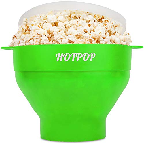 The Original Hotpop Microwave Popcorn Popper, Silicone Popcorn Maker, Collapsible Microwave Popcorn Bowl BPA-Free & Dishwasher Safe (Cherry)