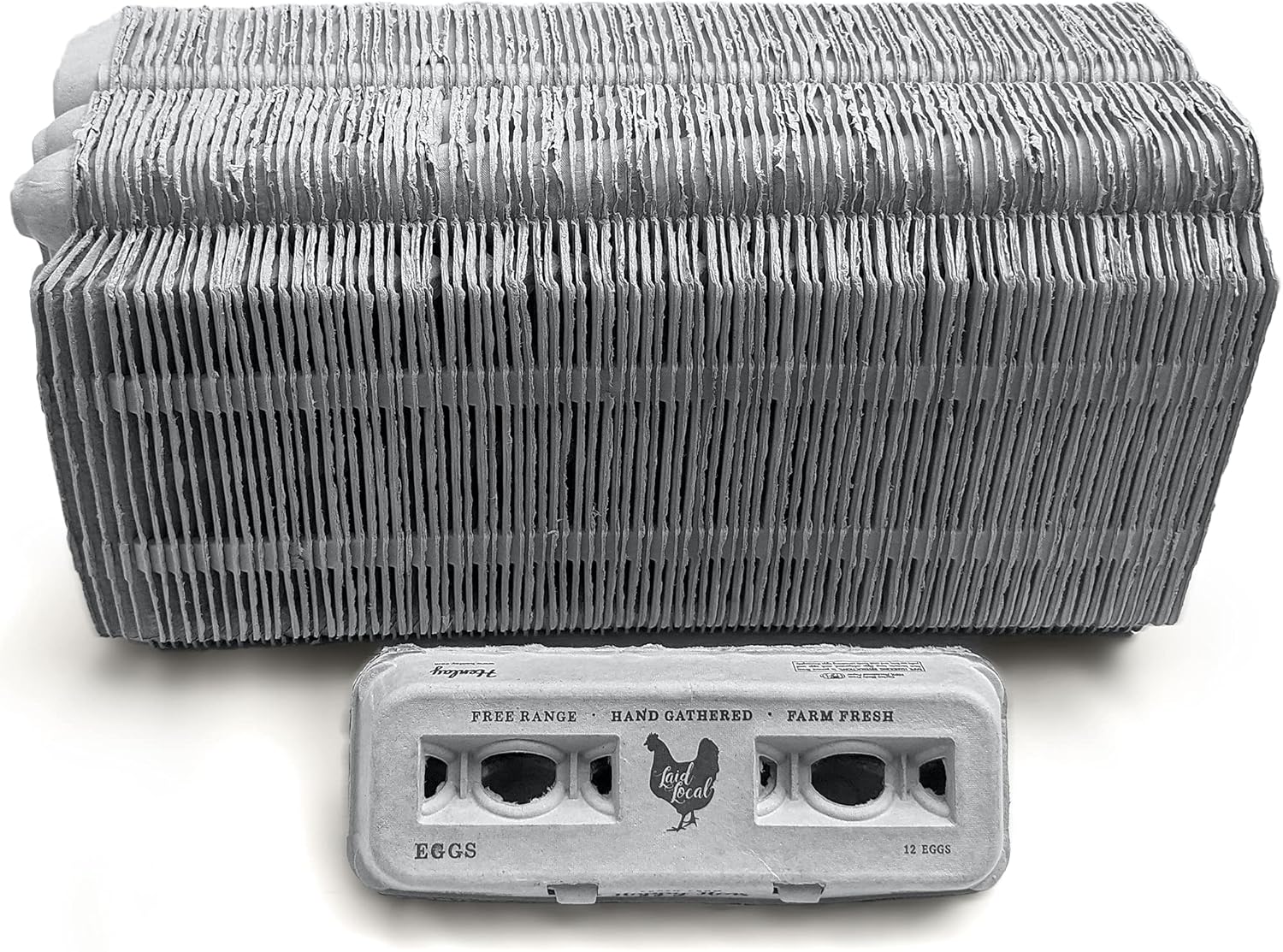 250 Egg Cartons- Bulk Value Bundle- Adorable Printed Design for Farm Fresh Eggs, Recycled Paper Cardboard, Sturdy & Reusable, Holds up to XL Chicken Eggs