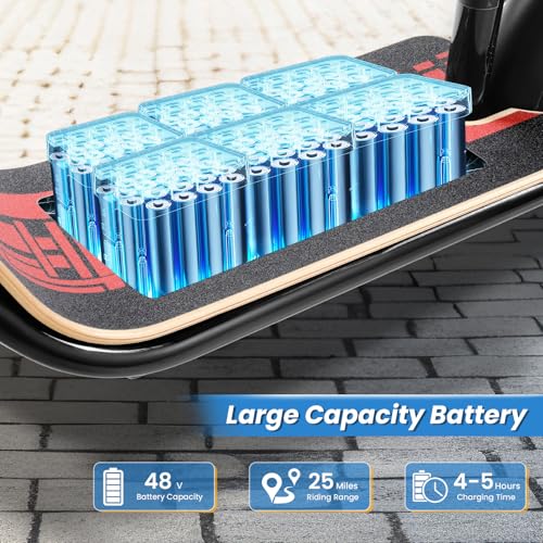 Caroma Peak 500W/800W/1200W Electric Scooter with Seat, 30 Miles Max Range Electric Scooter Adults&Teens, 48V Large Battery, 20MPH Top Speed Foldable Ebike, Adjustable E-Bike with Basket&Kid Seat