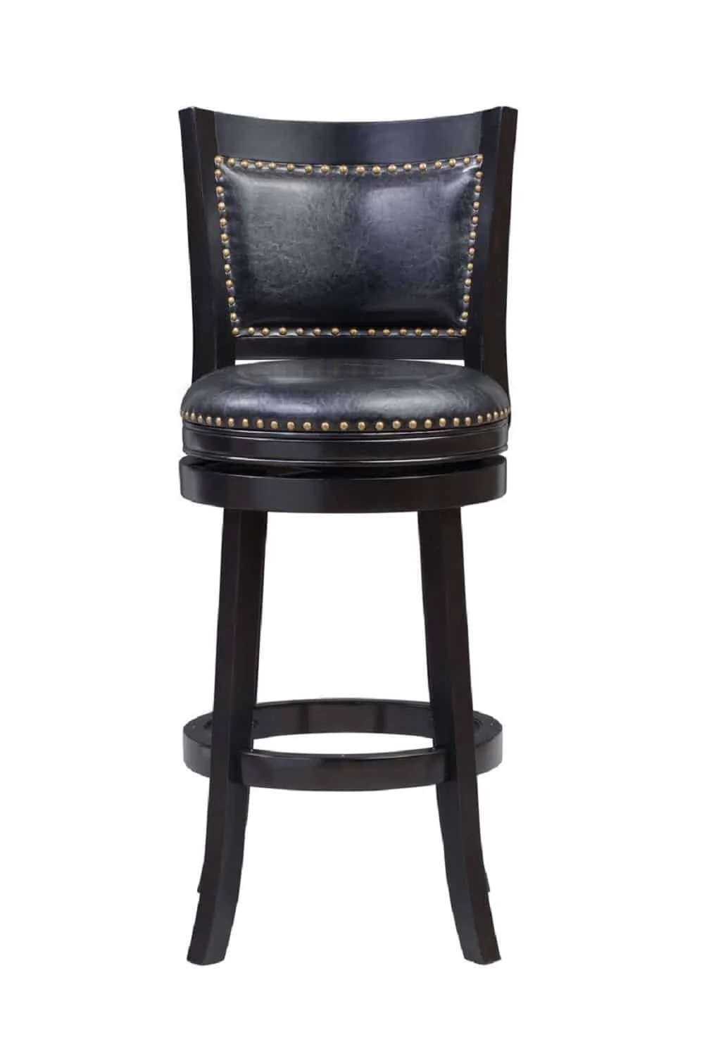 Boraam Bristol 29in. High Back Swivel Wood Bar Stool, Black