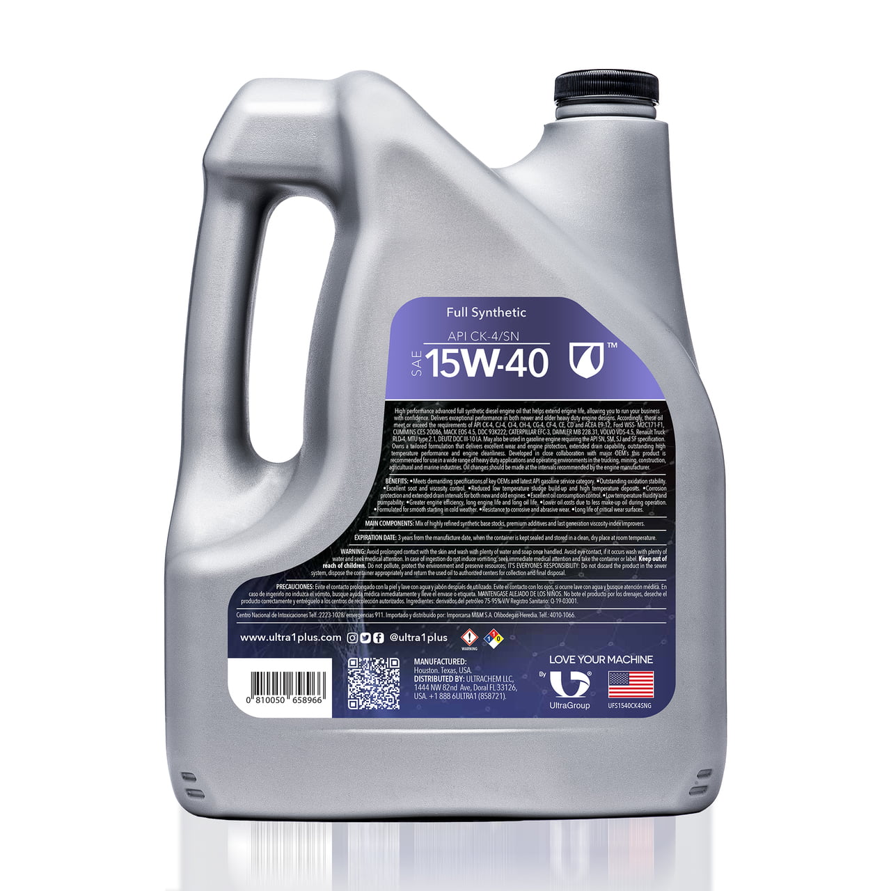 Ultra1Plus Heavy Duty Full Synthetic Diesel SAE 15W-40 Motor Oil, 1 Gal