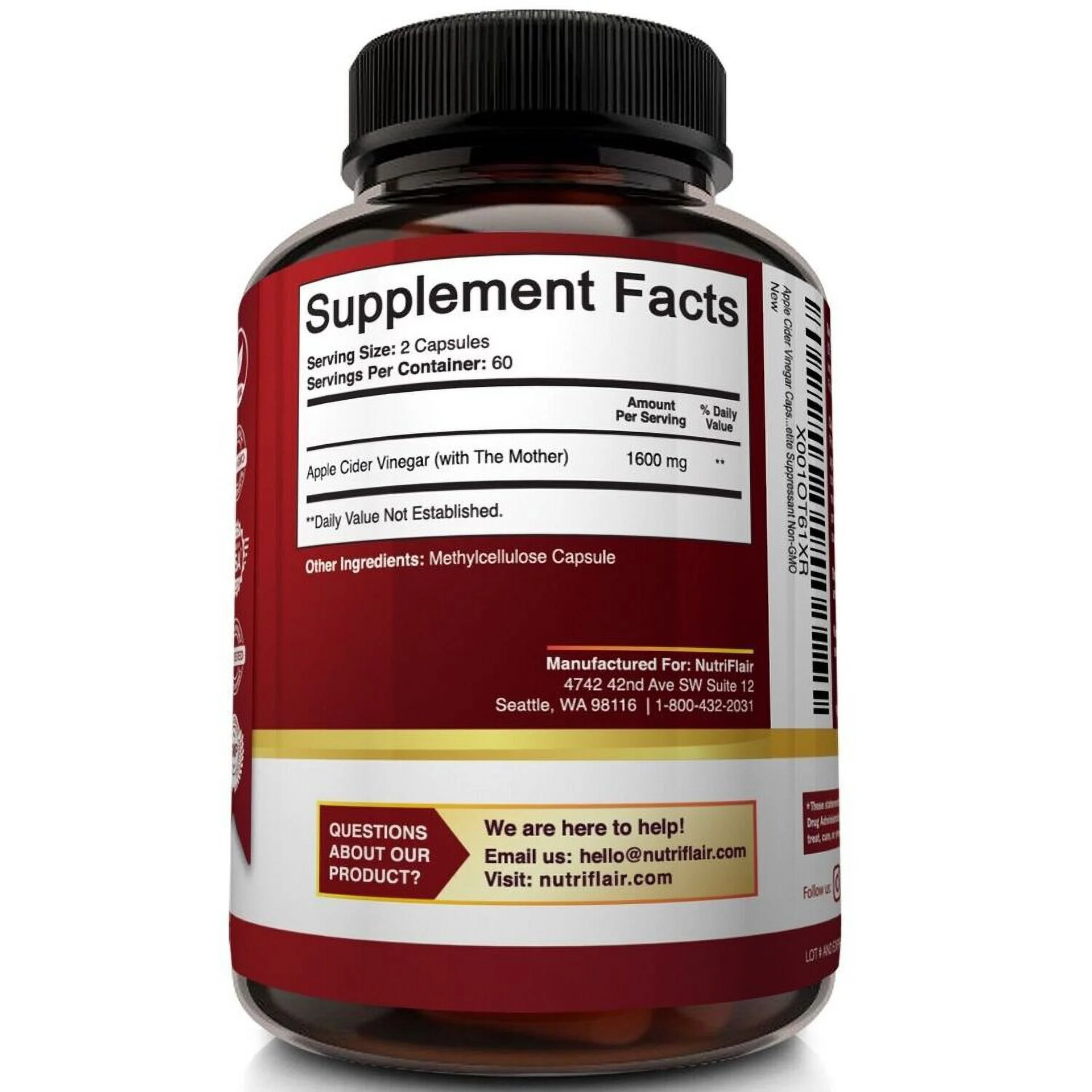 Apple Cider Vinegar Capsules - 1600mg 120 Capsule