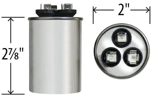30/5 uF MFD x 370 VAC Dual Round Genteq / GE Industrial Replacement Capacitor # C3305R / 27L877