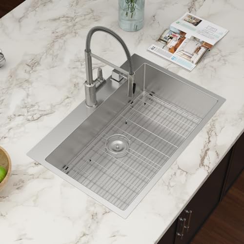 25 Inch Utility Laundry Sink Drop In 16 Gauge Stainless Steel Single Bowl Laundry Room Sink Laundry & Utility Room Kitchen Sinks 25