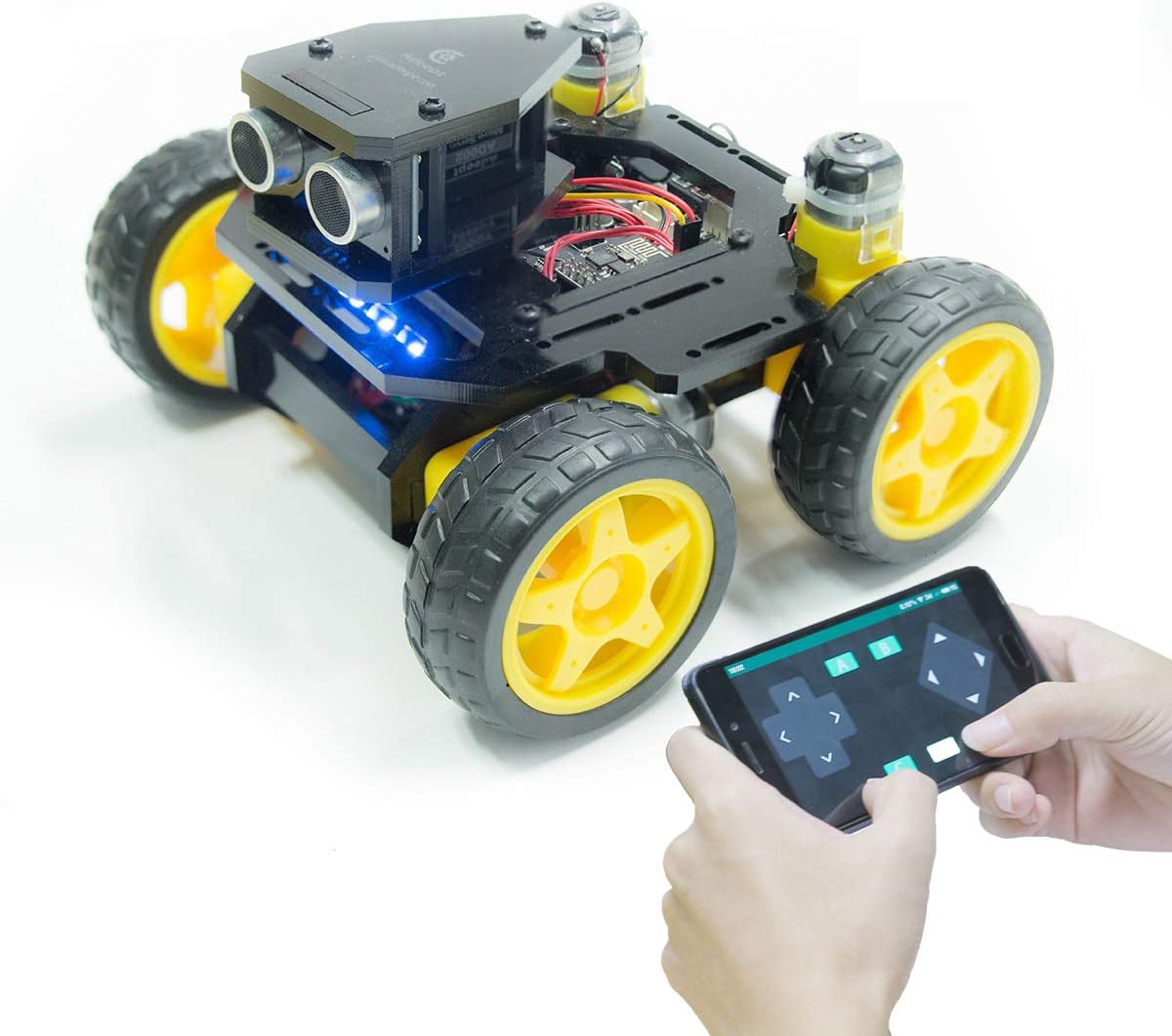 Adeept AWR-A 4WD Smart WiFi Robot Car Kit Compatible with Arduino UNO R3, Line Tracking, Ultrasonic Sensor, ESP8266 WiFi, Processing, DIY Robot Kit with Mobile APP and PDF Manual