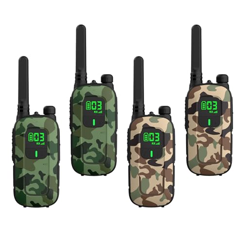 Radioddity FS-T3 Walkie Talkies for Adults Kids Long Range 4 Pack Rechargeable Walky Talky FRS Two Way Radio, 22 Channels USB Charging with Flashlight Earpiece for Camping