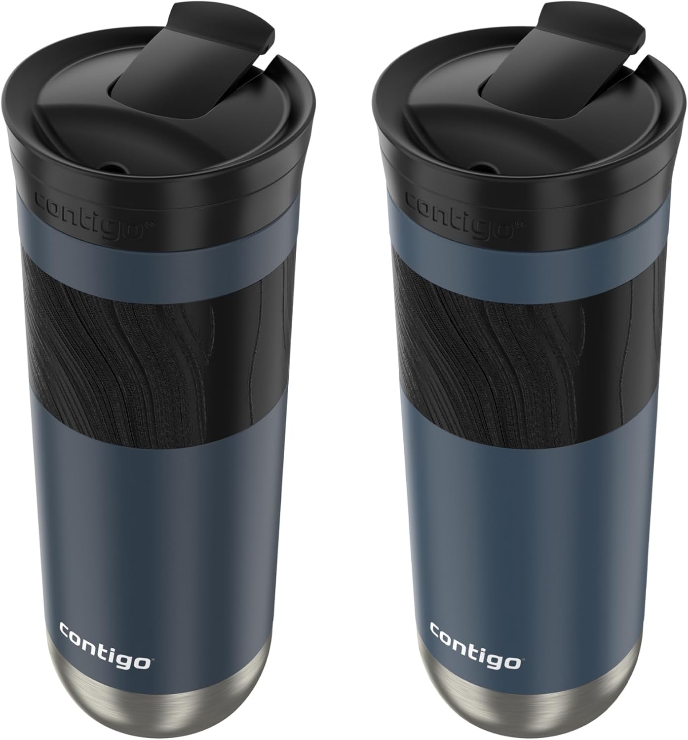 Contigo Byron 2.0 Stainless Steel Travel Mug with SNAPSEAL Lid and Grip, 20 oz, 2-Pack, Blueberry; Midnight Berry