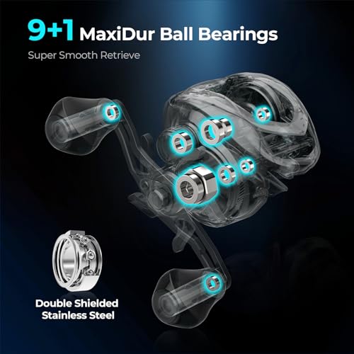 KastKing Verus Baitcasting Fishing Reel, 6oz Ultra Lightweight, Halo XII Magnetic Braking System, 9+1 MaxiDur Double Shielded Stainless Steel BB, Up to 18 Lbs Max Drag, 8.0:1/7.2:1 Gear Ratio