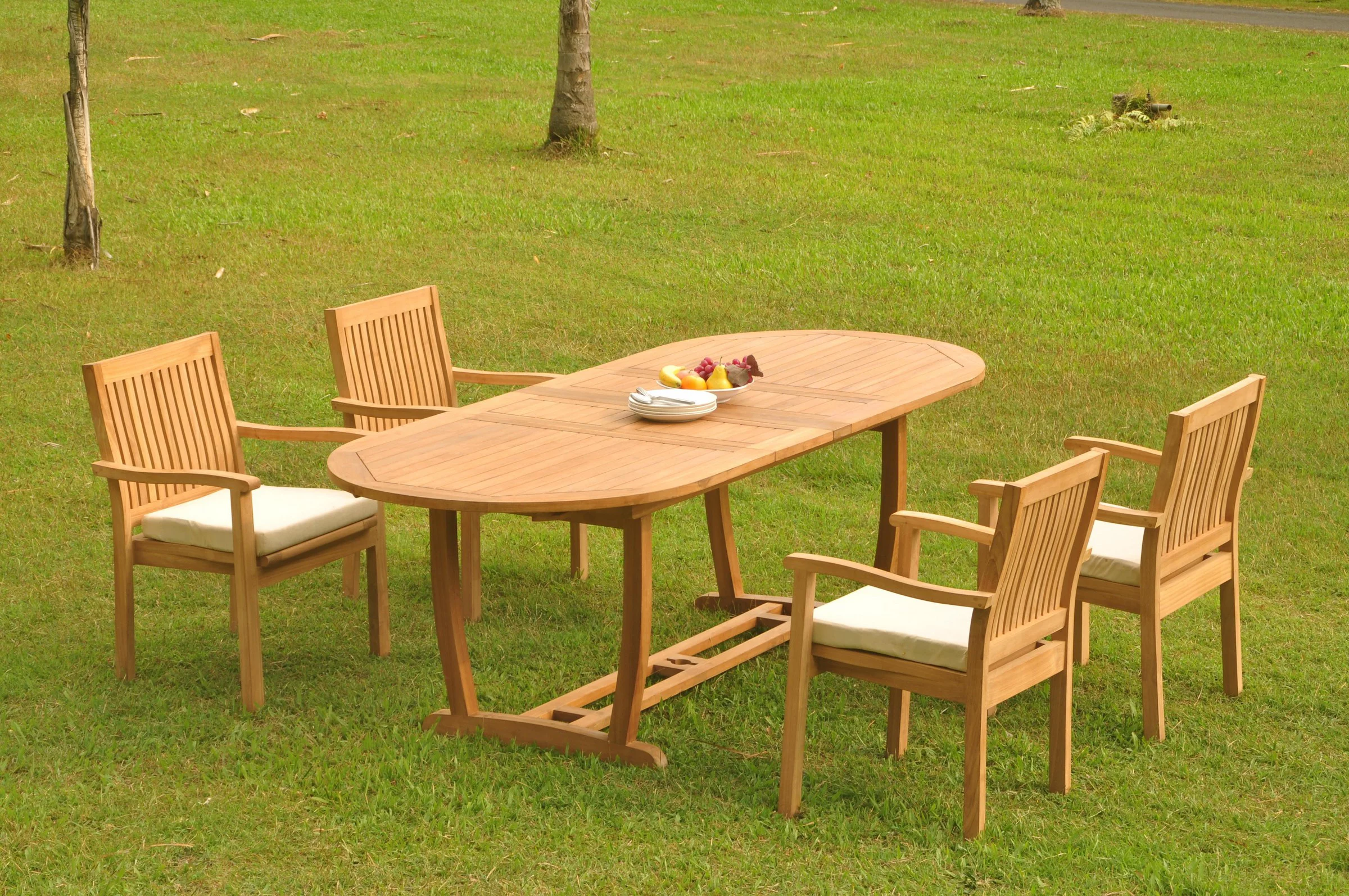 Grade-A Teak Dining Set: 4 Seater 5 Pc: 94