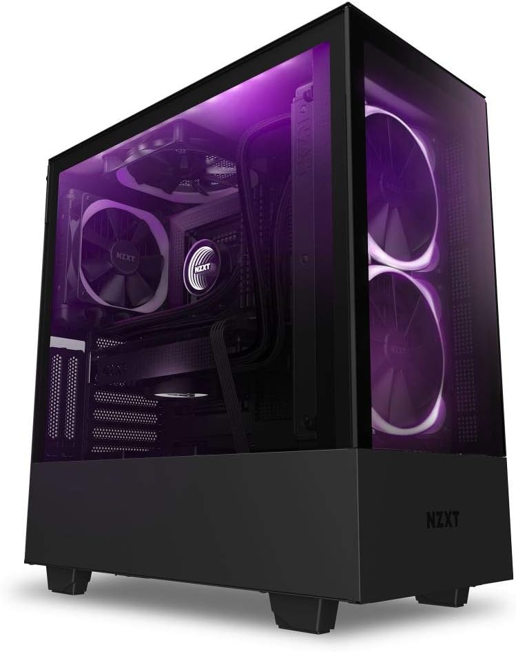 NZXT H510 Elite - CA-H510E-B1 - Premium Mid-Tower ATX Case PC Gaming Case - Dual-Tempered Glass Panel - Front I/O USB Type-C Port - Vertical GPU Mount - Integrated RGB Lighting - Black