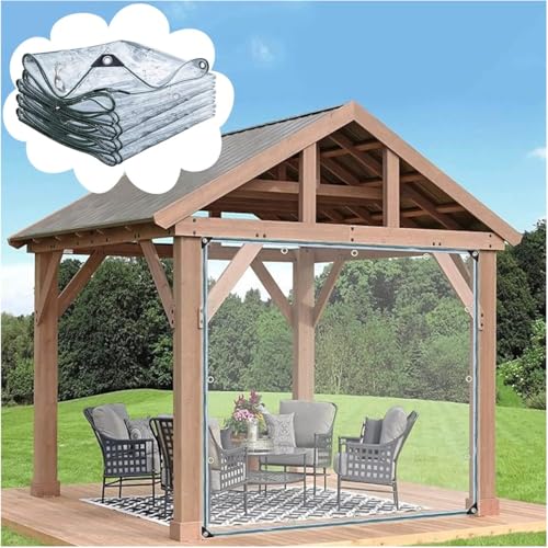 Clear Waterproof Tarpaulin with Grommets, Weatherproof Partition Curtains,0.35mm Foldable Protective Tarpaulin for Greenhouse Garden Pergola Patio,3 * 4M,Clear