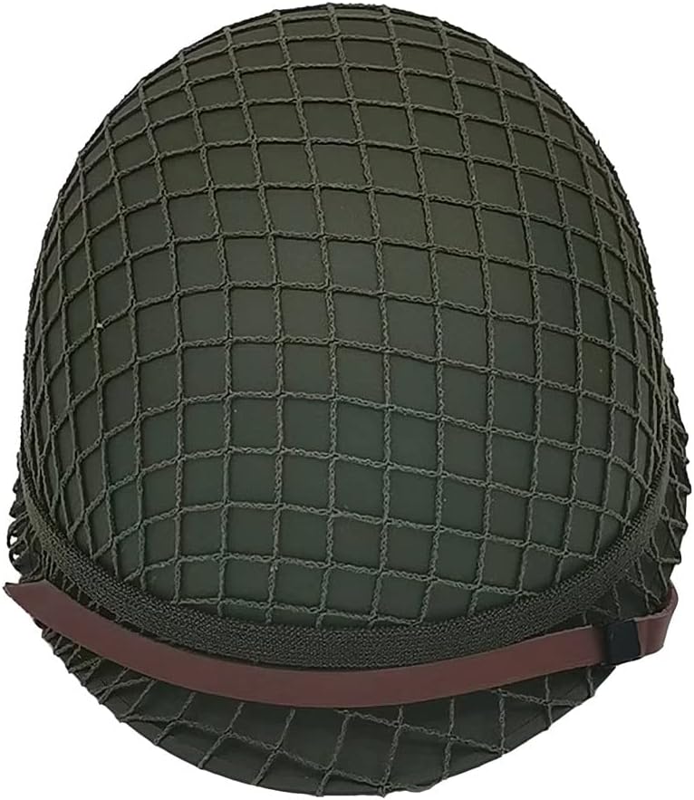 WWII US Army Helmet Replica, WW2 Helmet, M1 Helmet, WW2 Army Helmet, WW2 Gear, WW2 Helmet US Army Steel Shell with Net/Canvas Chin Strap/Cat Eye Band