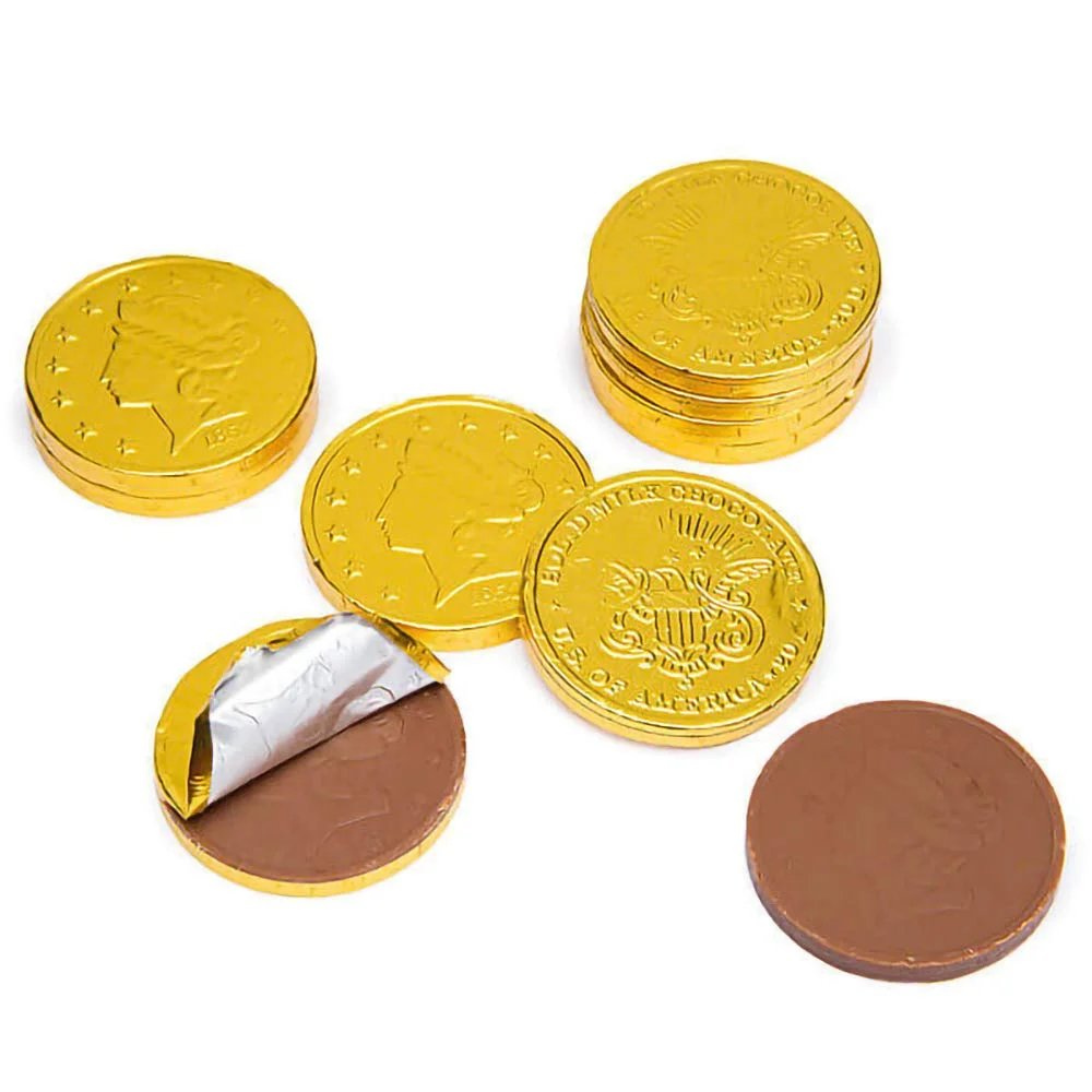Greetings Milk Chocolate Coins, Stocking Stuffers, Nut-Free, Belgian Milk Chocolate Coins, 1LB, Kosher Certified Gelt (Single)