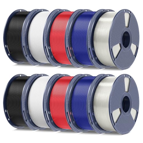 PETG Filament 1.75mm 2025 Upgrade Spool Compatible with Bambulab Refill Filament, 2kg(4.4lbs) SUNLU PETG 3D Printer Filament, 1.75mm Dimensional Accuracy +/- 0.02mm, Black+Black Bundle