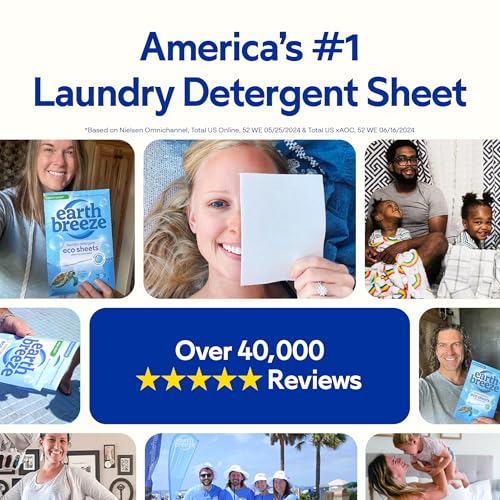Earth Breeze Laundry Detergent Sheets Fresh Scent - 60 Loads No Plastic Jug Concentrated Laundry Detergent 30 Sheets